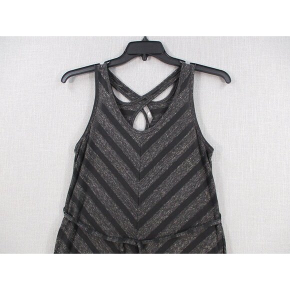 Womens Gray Chevron Striped Sleeveless Dress With Tie Waist M - Picture 2 of 9